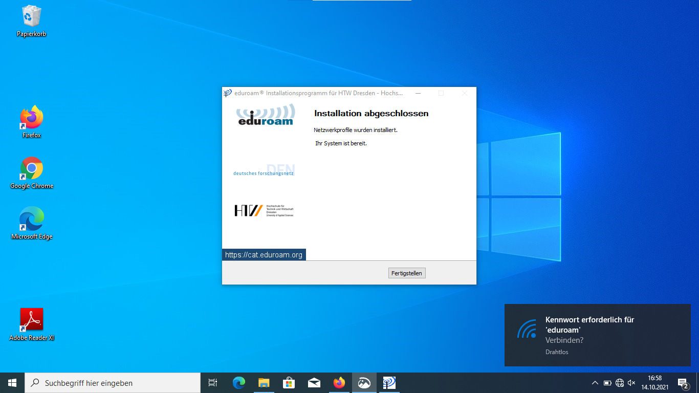 Windows desktop with completed CAT installer