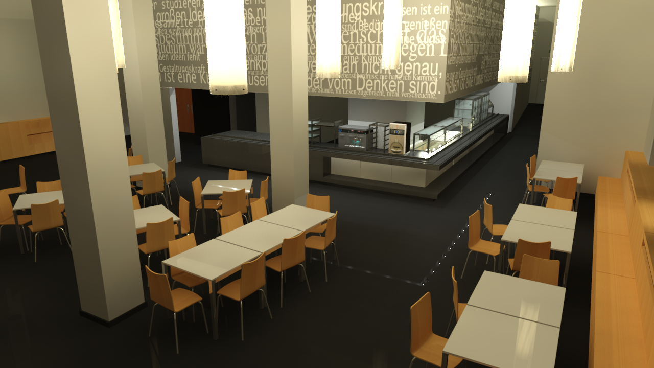 Gerenderte Ansicht der Cafeteria