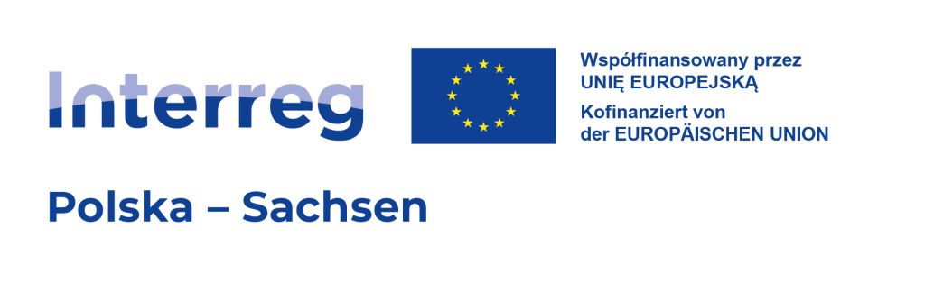 Das Bild ist das Logo bzw. die Marke des "Interreg Polen - Sachsen" Programms der Europäischen Union. Es enthält das EU Emblem sowie den Schriftzug "Interreg Polen - Sachsen".