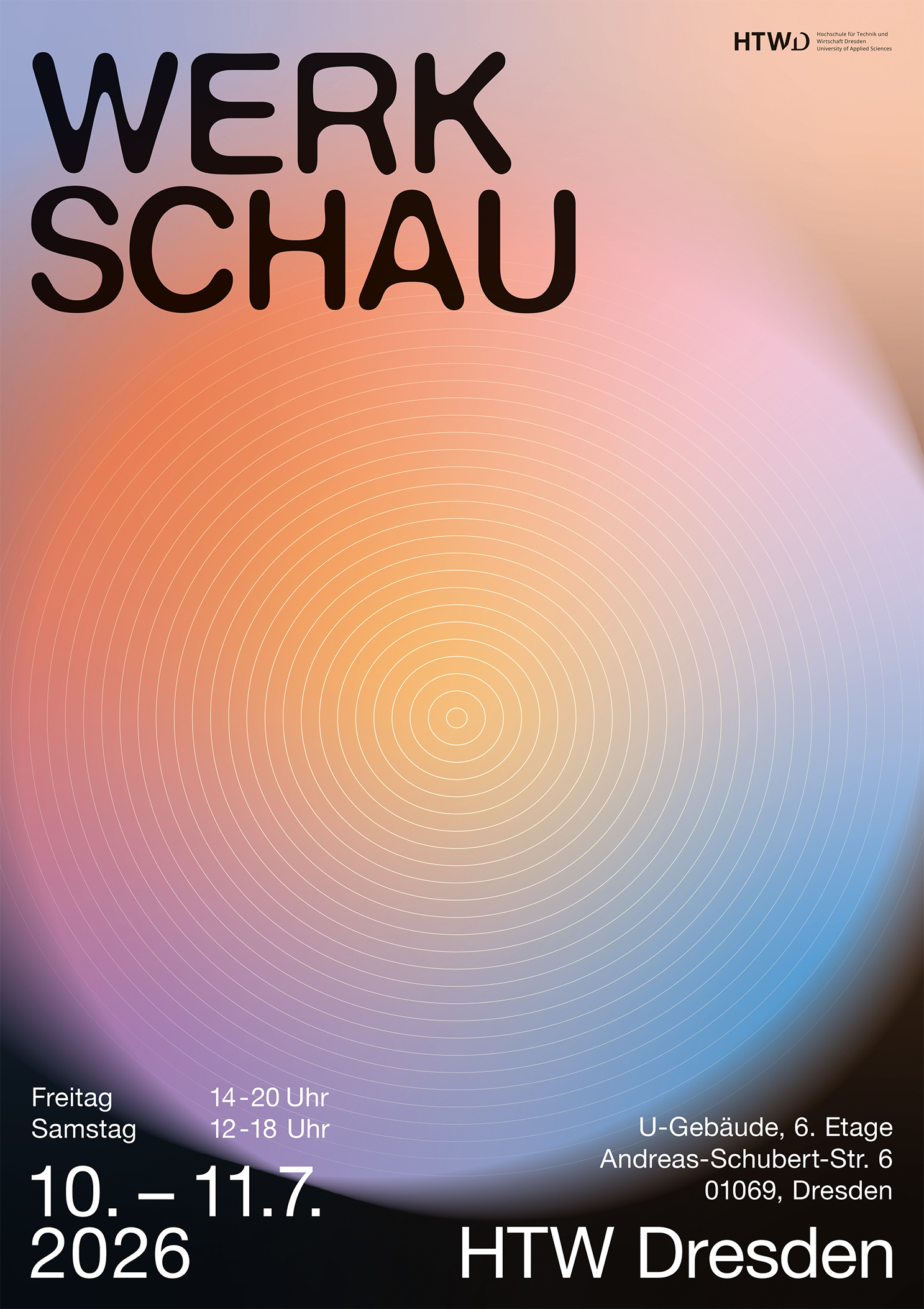 Plakat zur Ankündigung der Werkschau im Sommer 2026