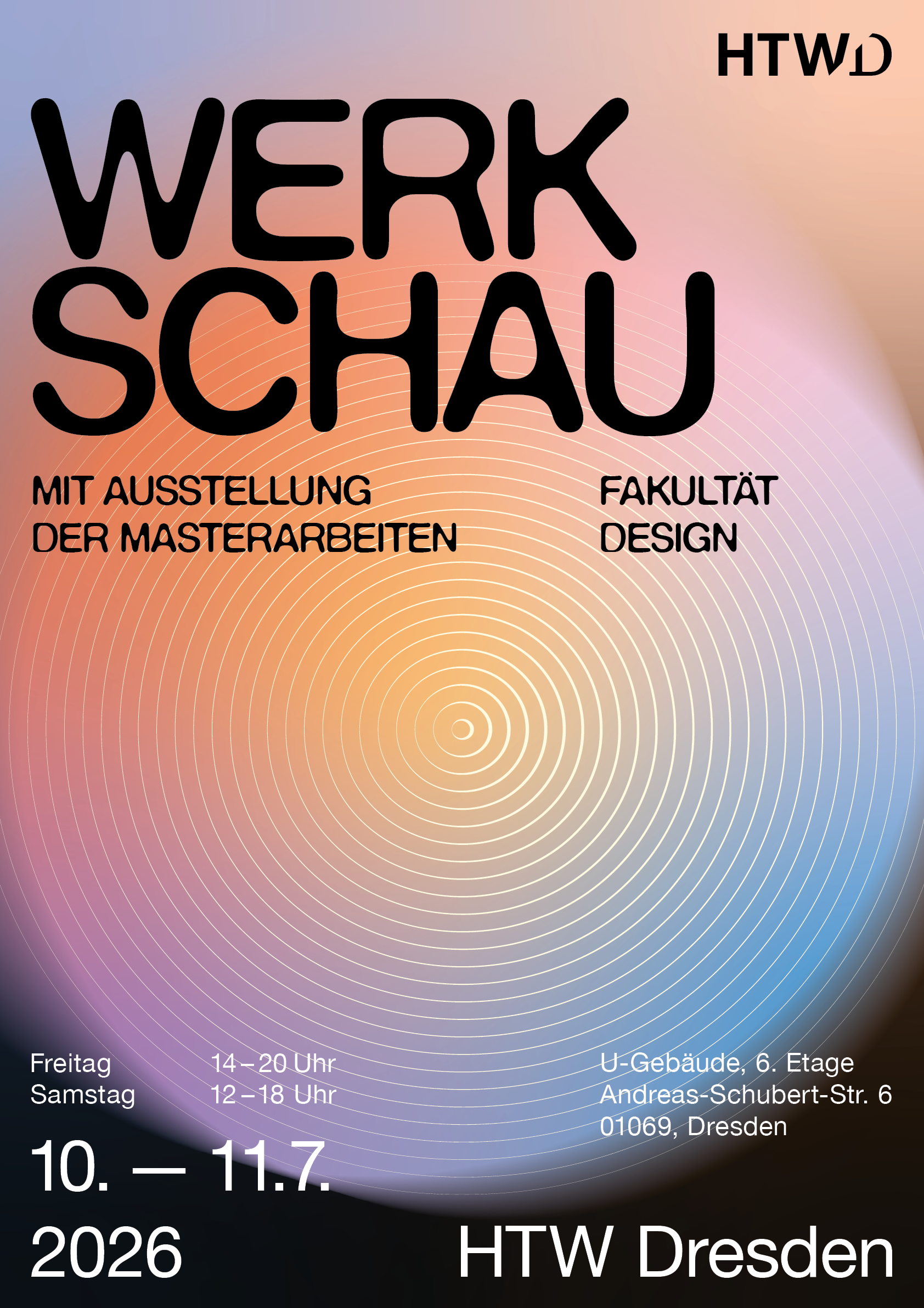 Plakat zur Ankündigung der Werkschau im Sommer 2026