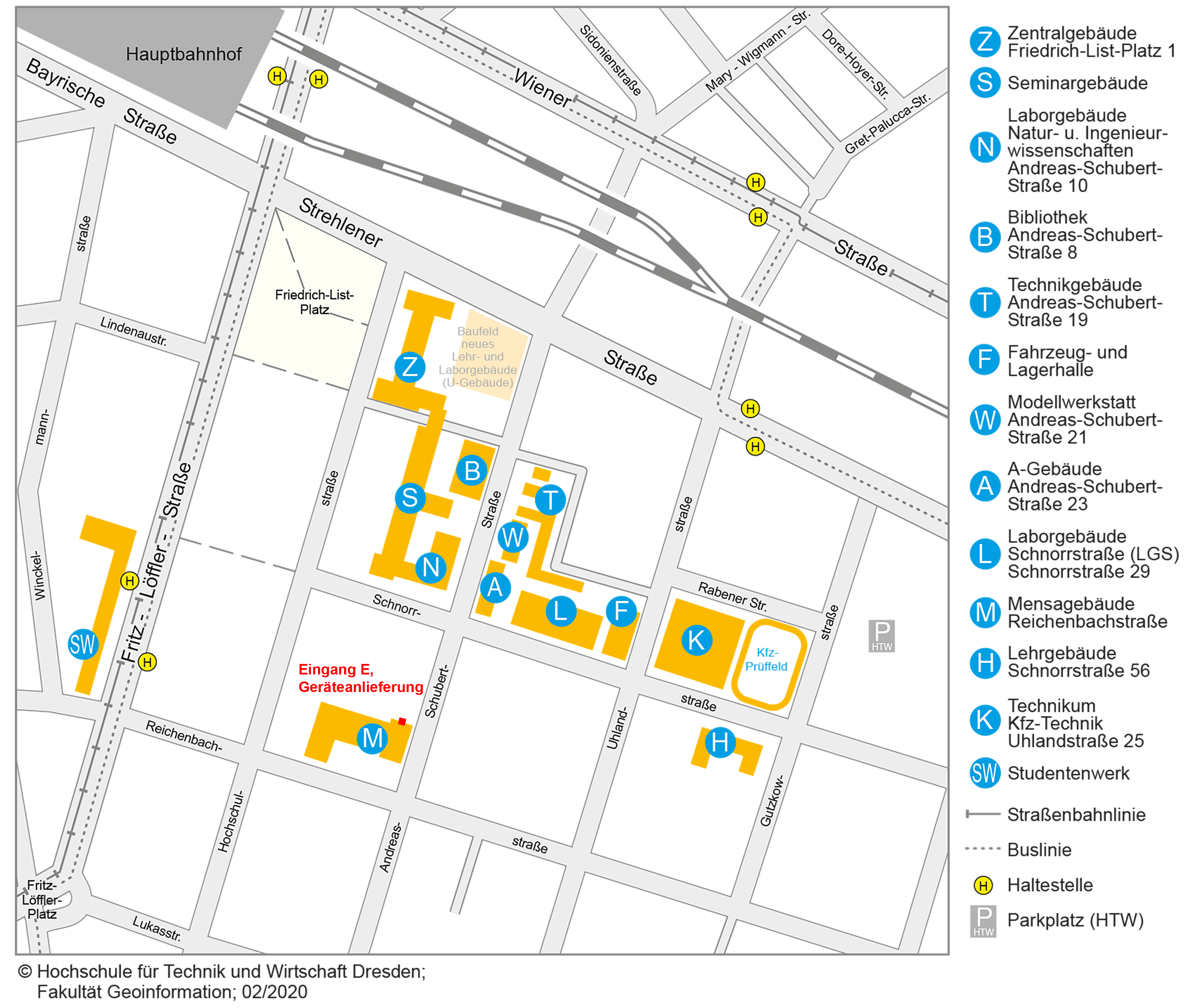 Campusplan, Anlieferung Kalibrierung