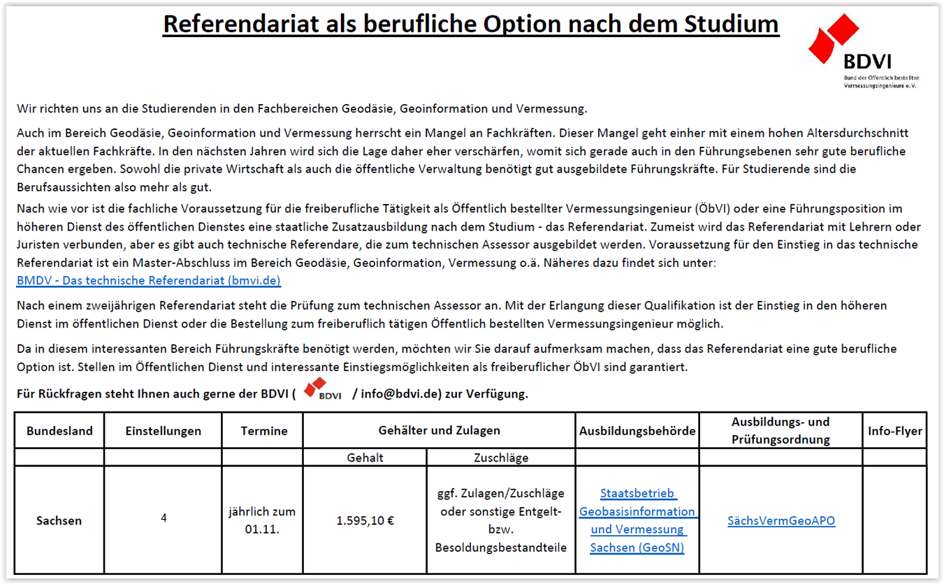 Übersicht über das Referendariat in Sachsen