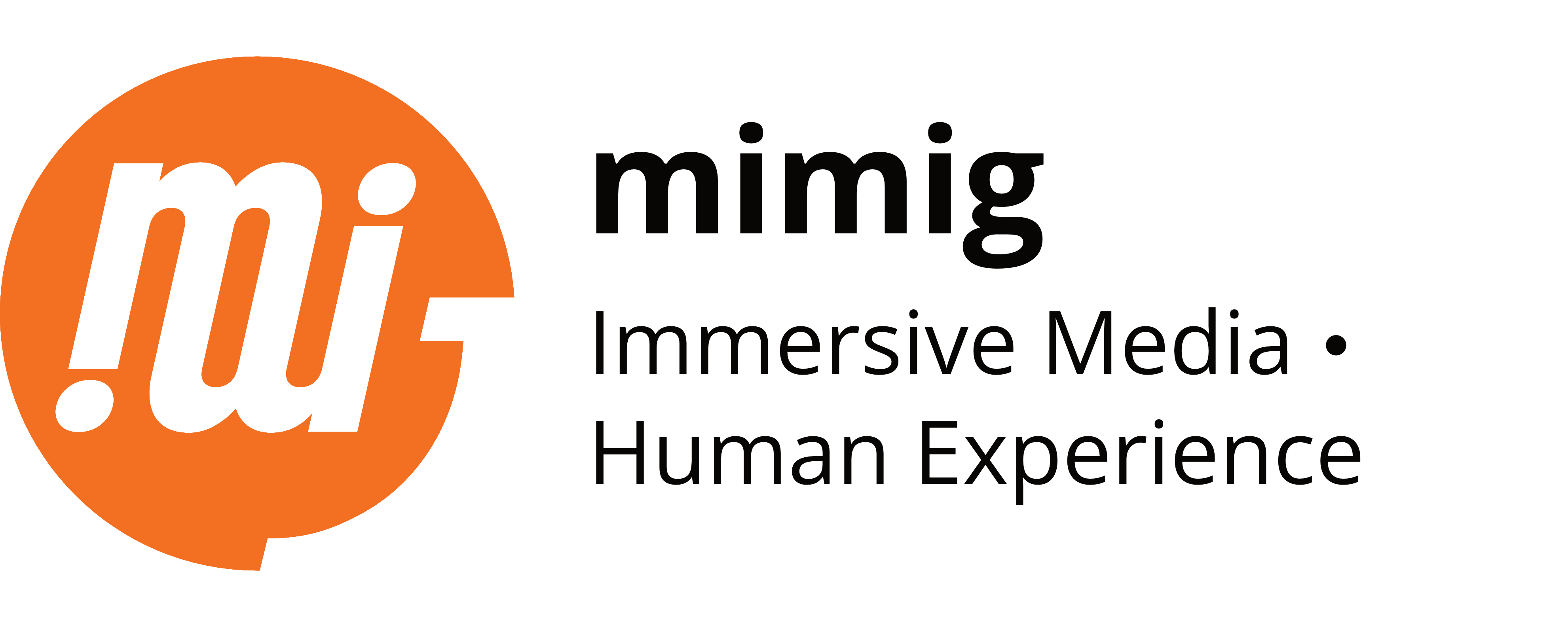 Logo und Schriftzug der Forschungsgruppe: Immersive Media, Human Experience