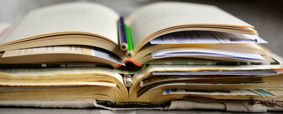 Decorative open book for publications