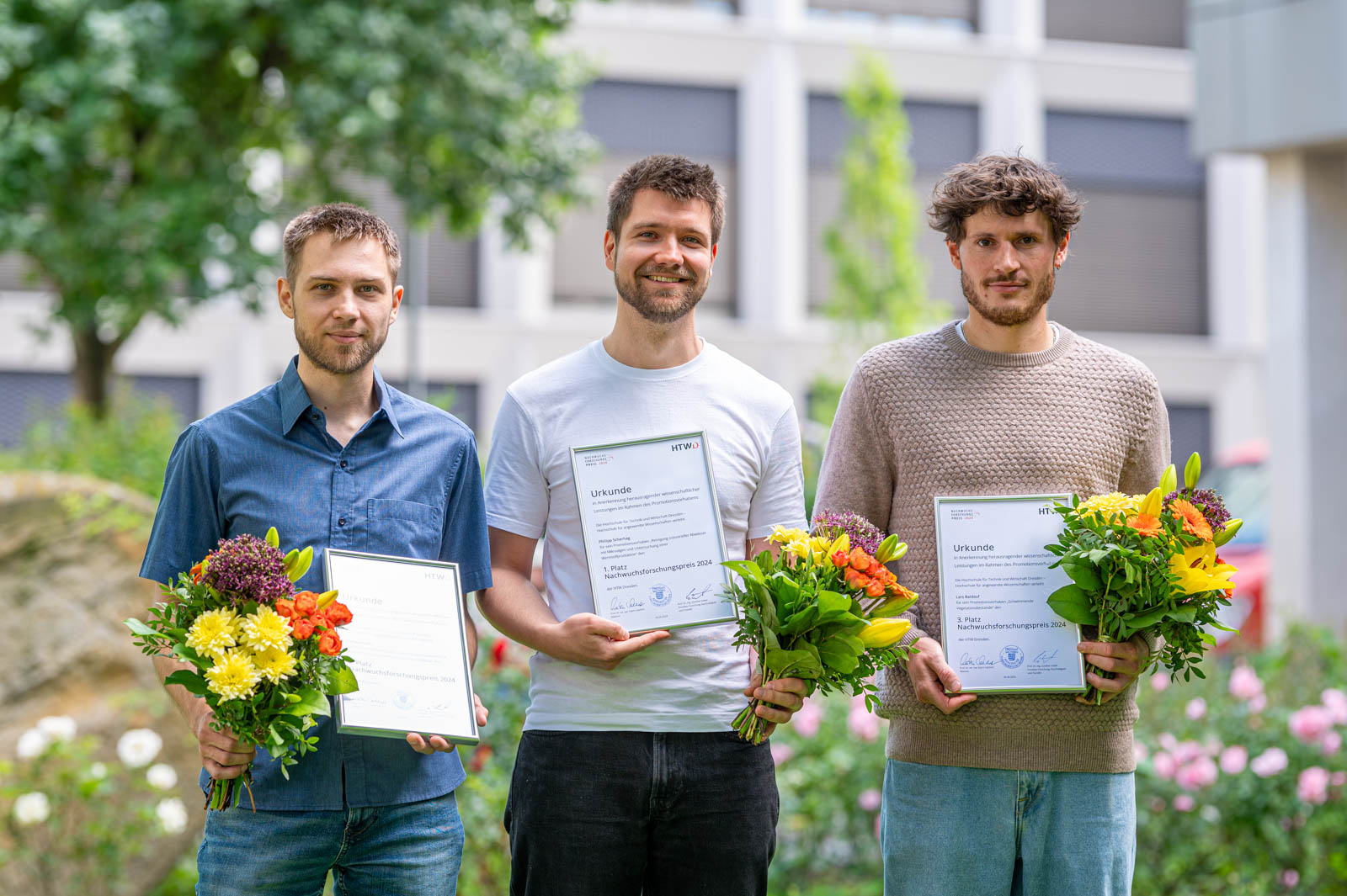Die Preisträger des Nachwuchsforschungspreises 2024: Florian Franke, Philipp Scherhag und Lars Baldauf (v.l.n.r.)