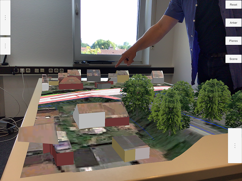 Ansicht eines Bauplanungsmodelles in Virtual Reality