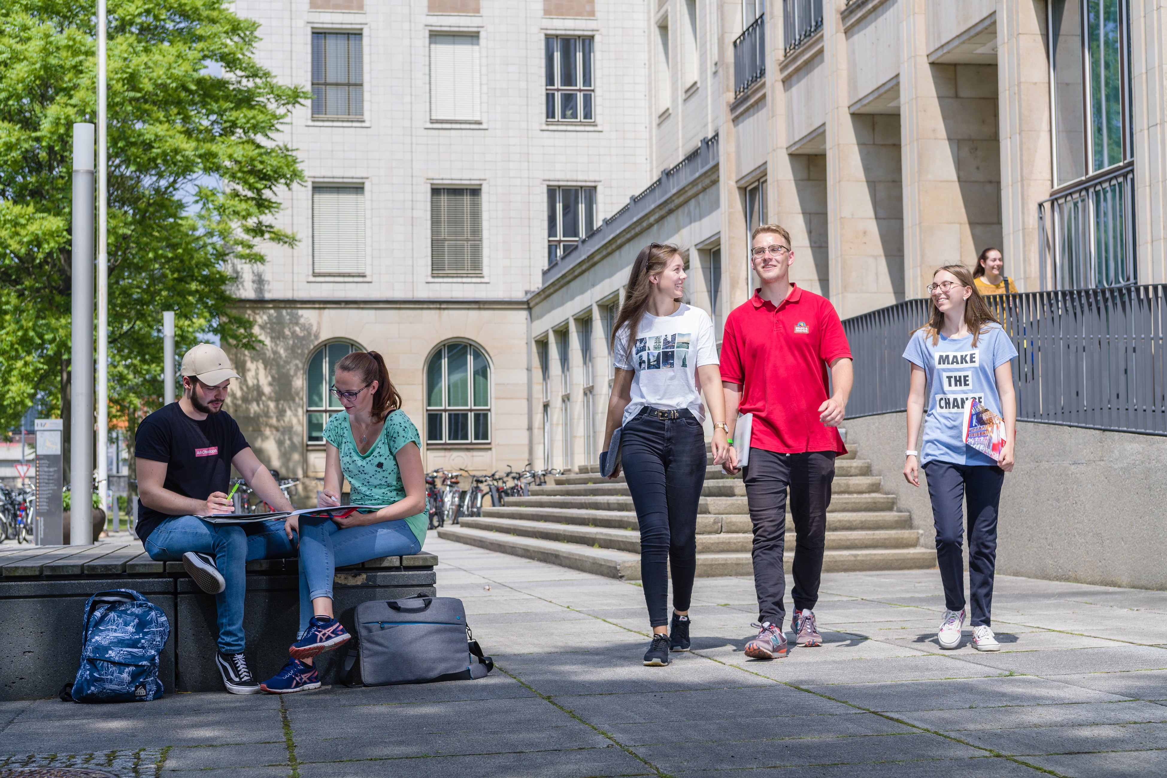 Students in front of the main building