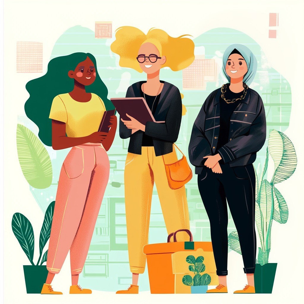 3 Frauen mit Büchern in der Hand