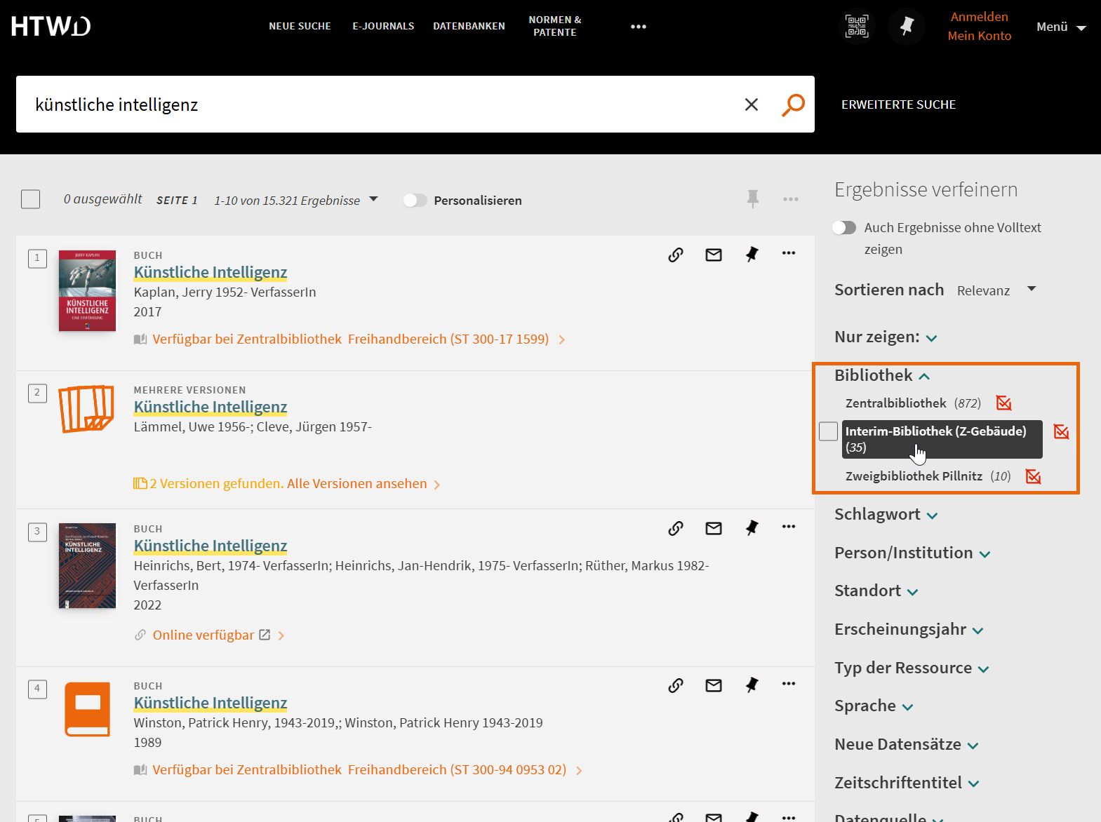 Screenshot Katalog
