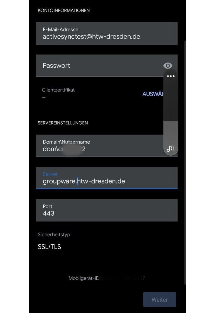 [Translate to English:] Screenshot Nutzerdaten einfügen