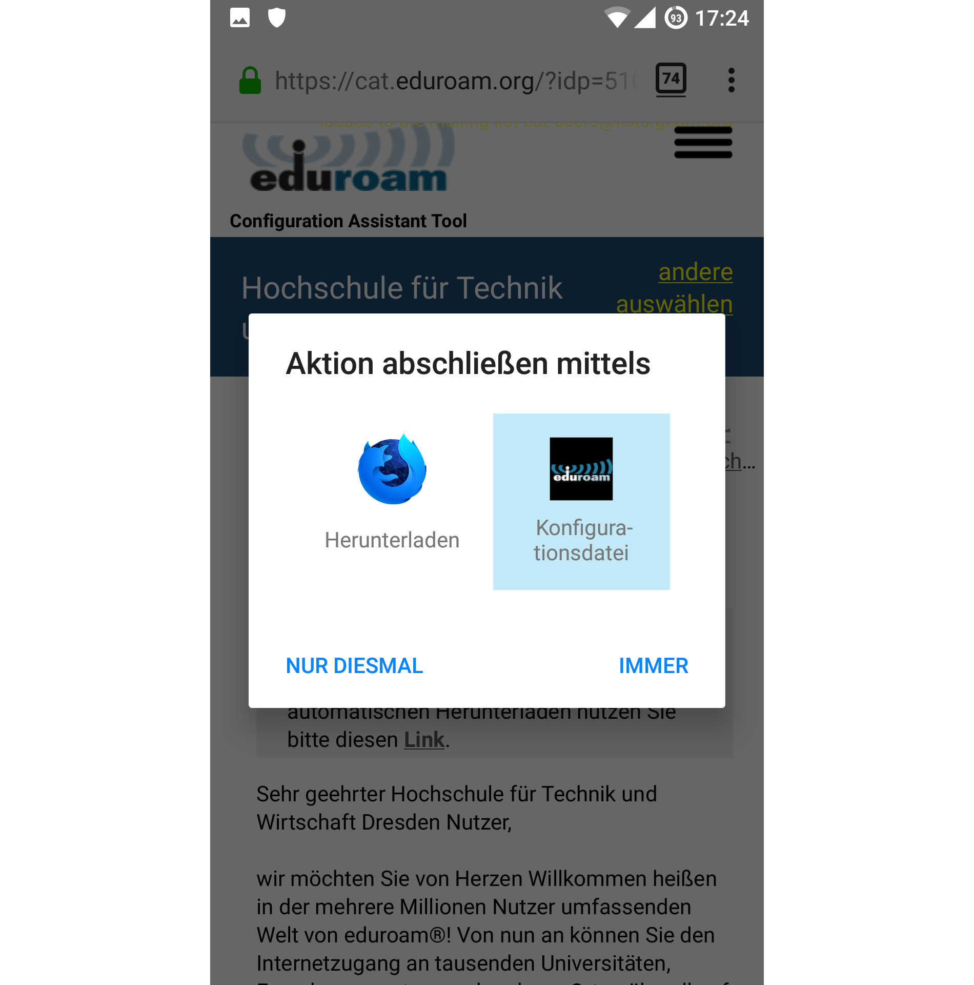 Screenshot Aktion abschließen