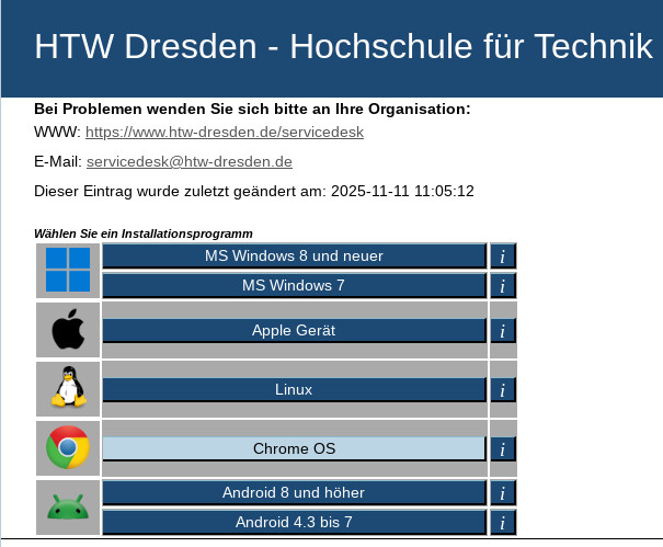 Auswahl von Chrome OS