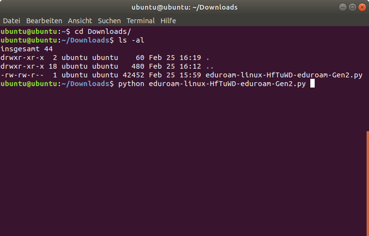 Screenshot Start heruntergeladene Datei