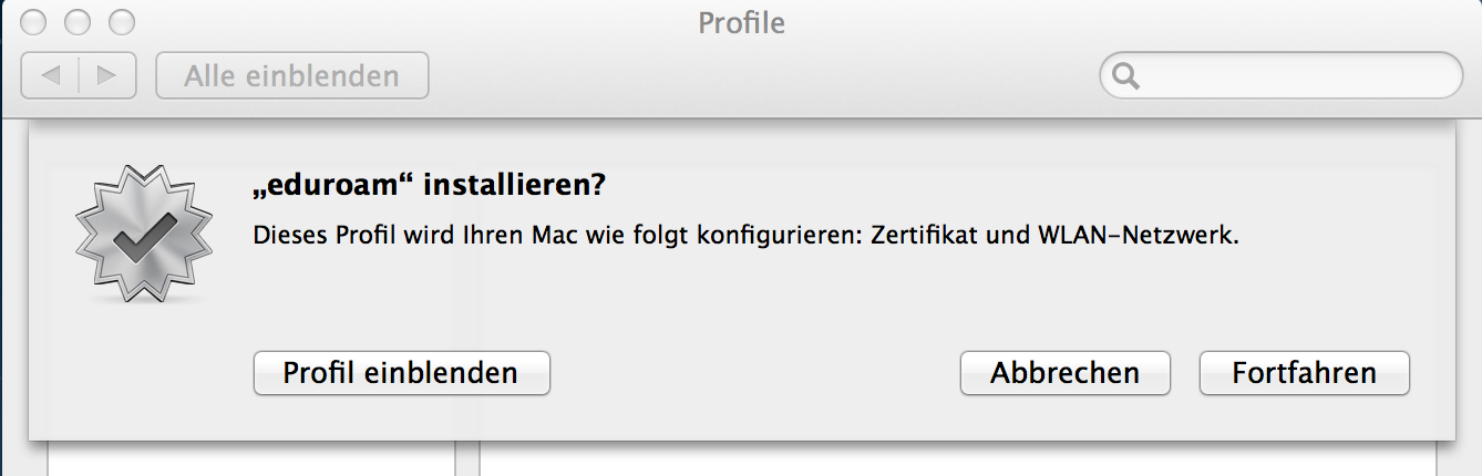 Screenshot Installtool für Mac