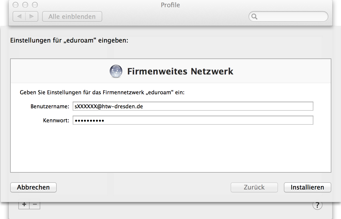 [Translate to English:] Screenshot Eingabe Nutzernamen