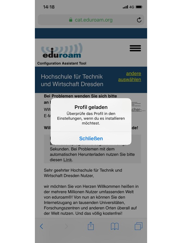 Screenshot Hinweis