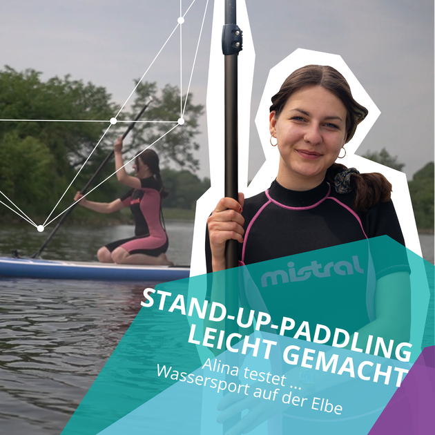 Studentin auf der Elbe mit SUP