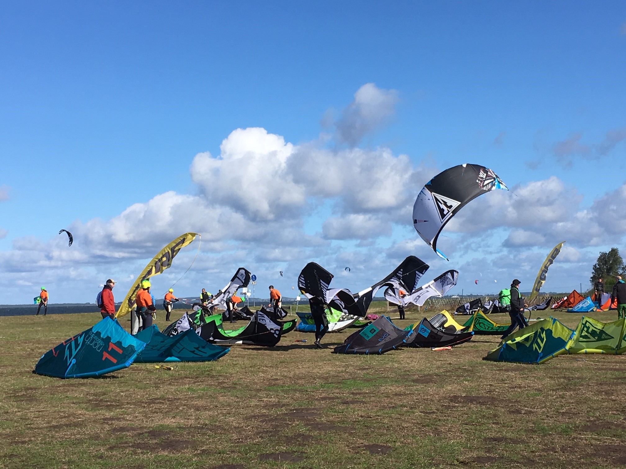 Kites beim Starten auf dem Land