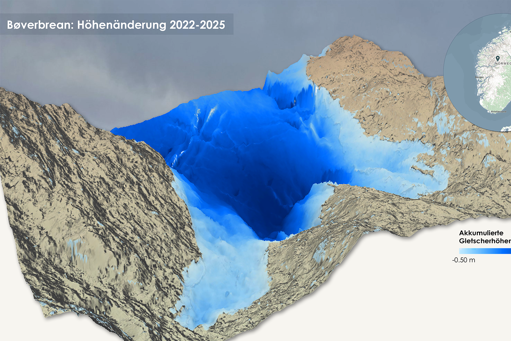 Darstellung von Gletscherhöhenänderungen