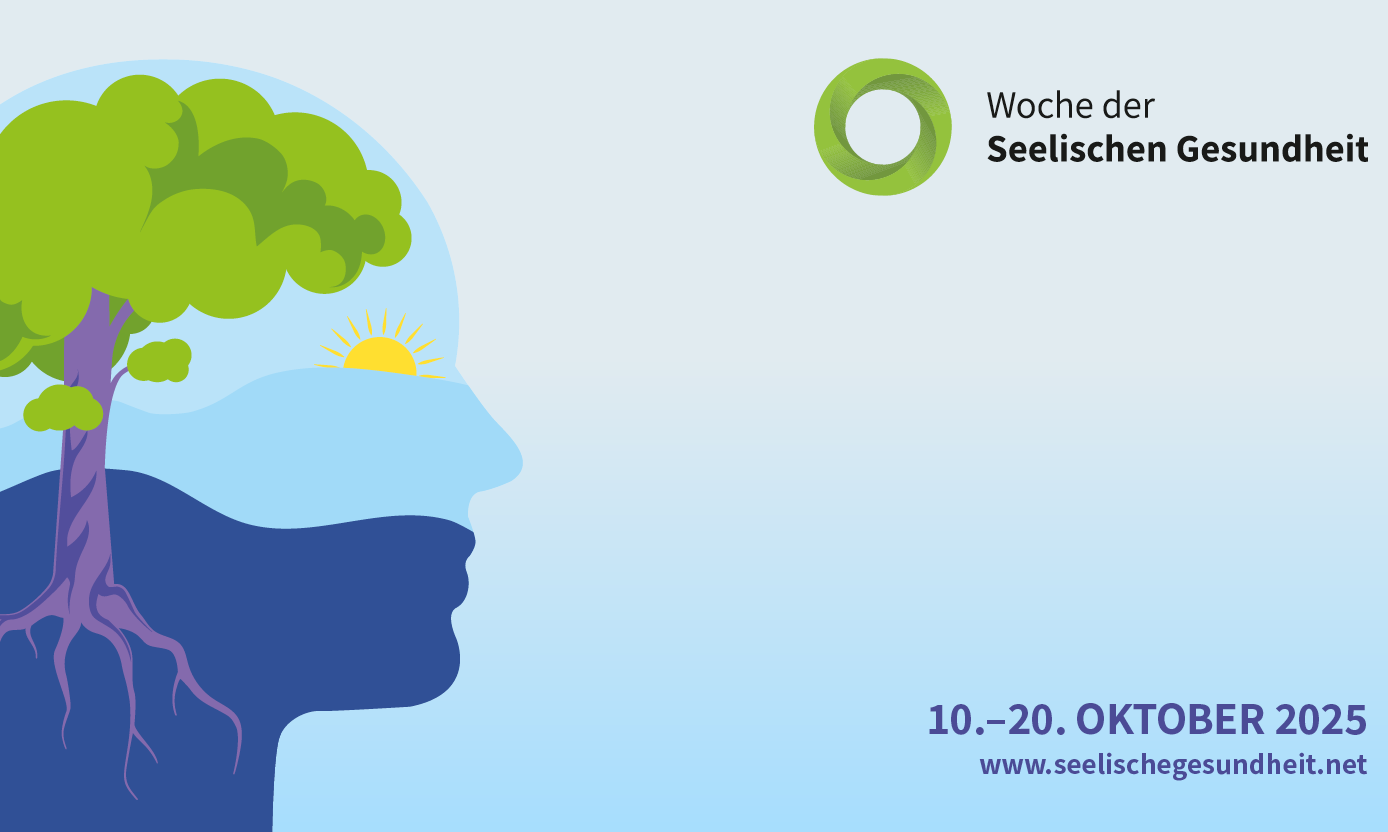stilisierter Kopf mit Baum als Hirn (Logo der Aktionswoche der Seelischen Gesundheit)