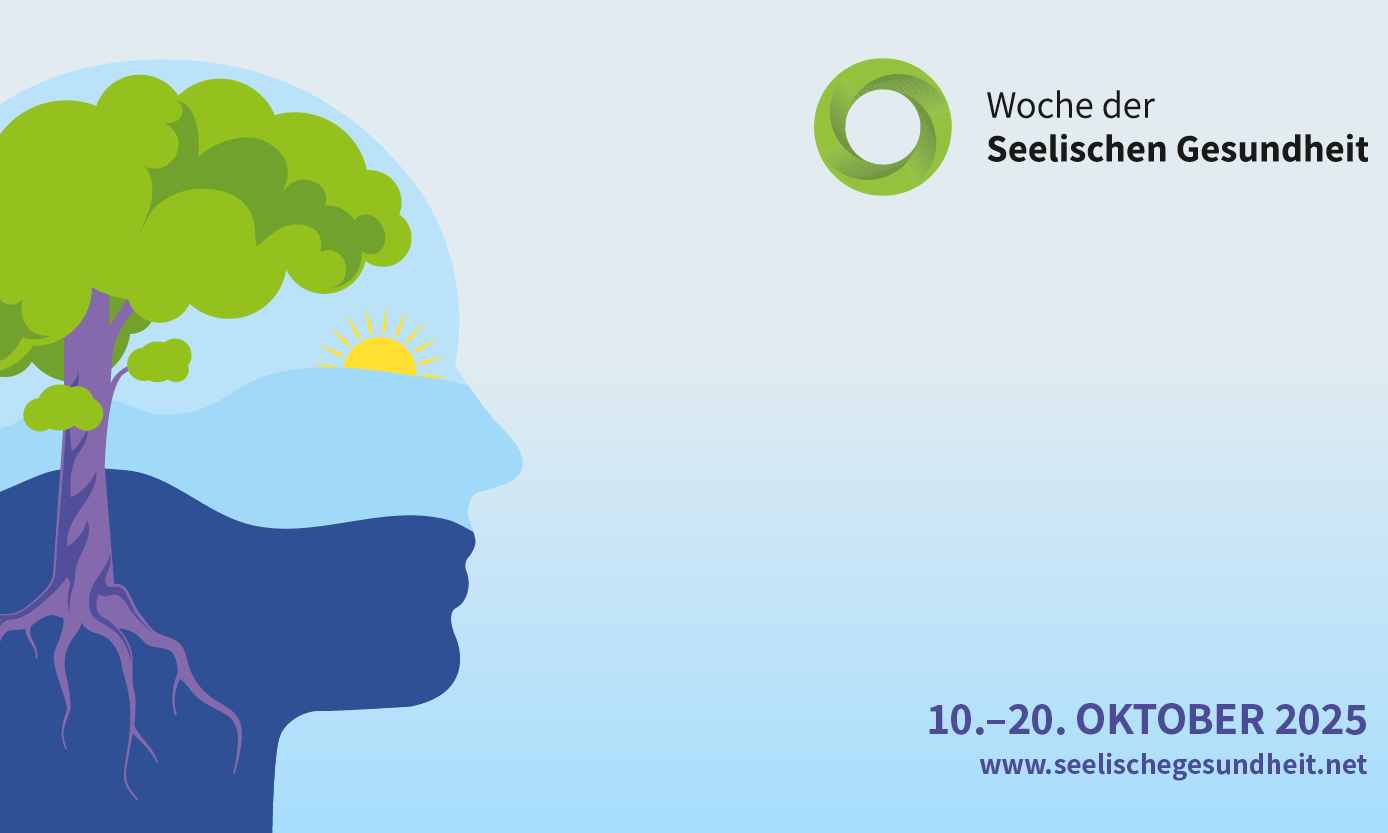 stilisierter Kopf mit Baum als Hirn (Logo der Aktionswoche der Seelischen Gesundheit)