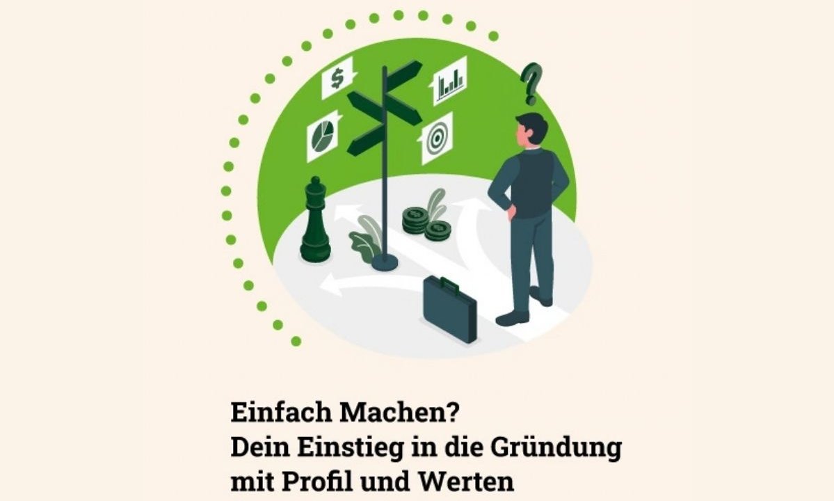 Illustration Figur vor Wegweiser