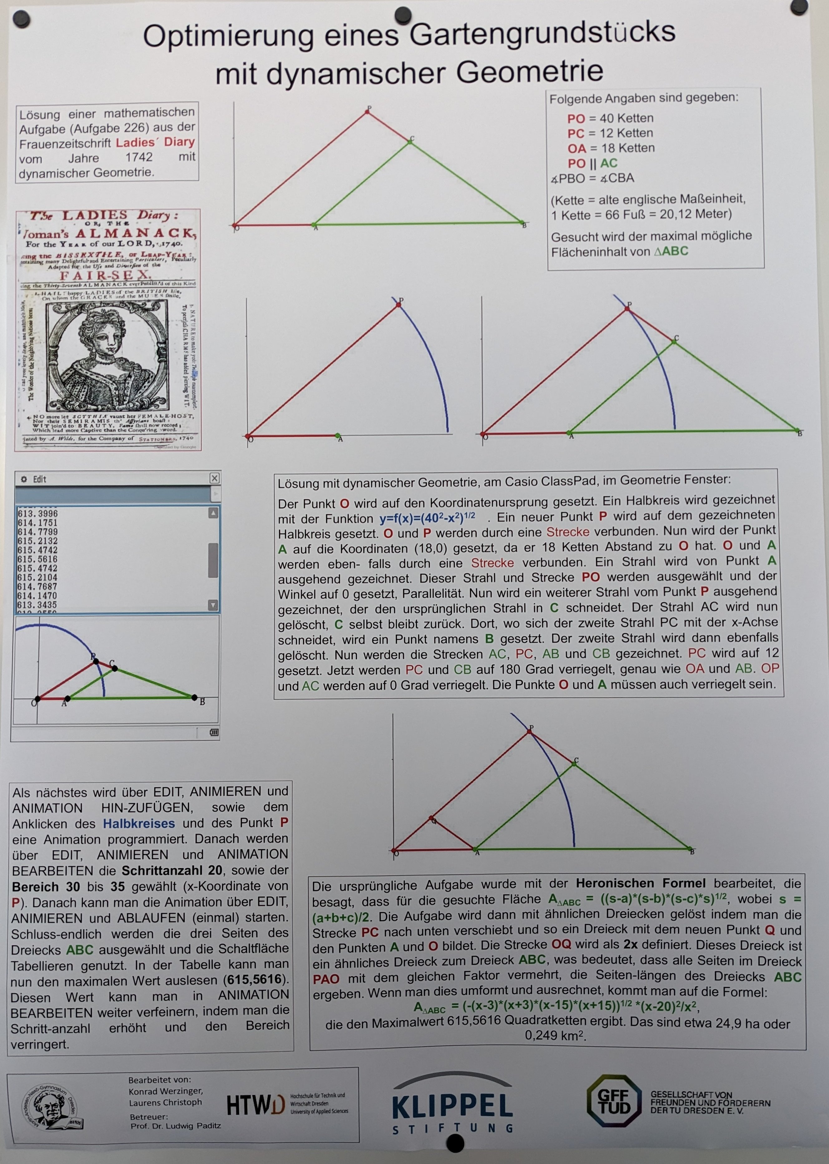 Plakat: Optimierung eines Gartengrundstücks mithilfe der dynamischen Geometrie
