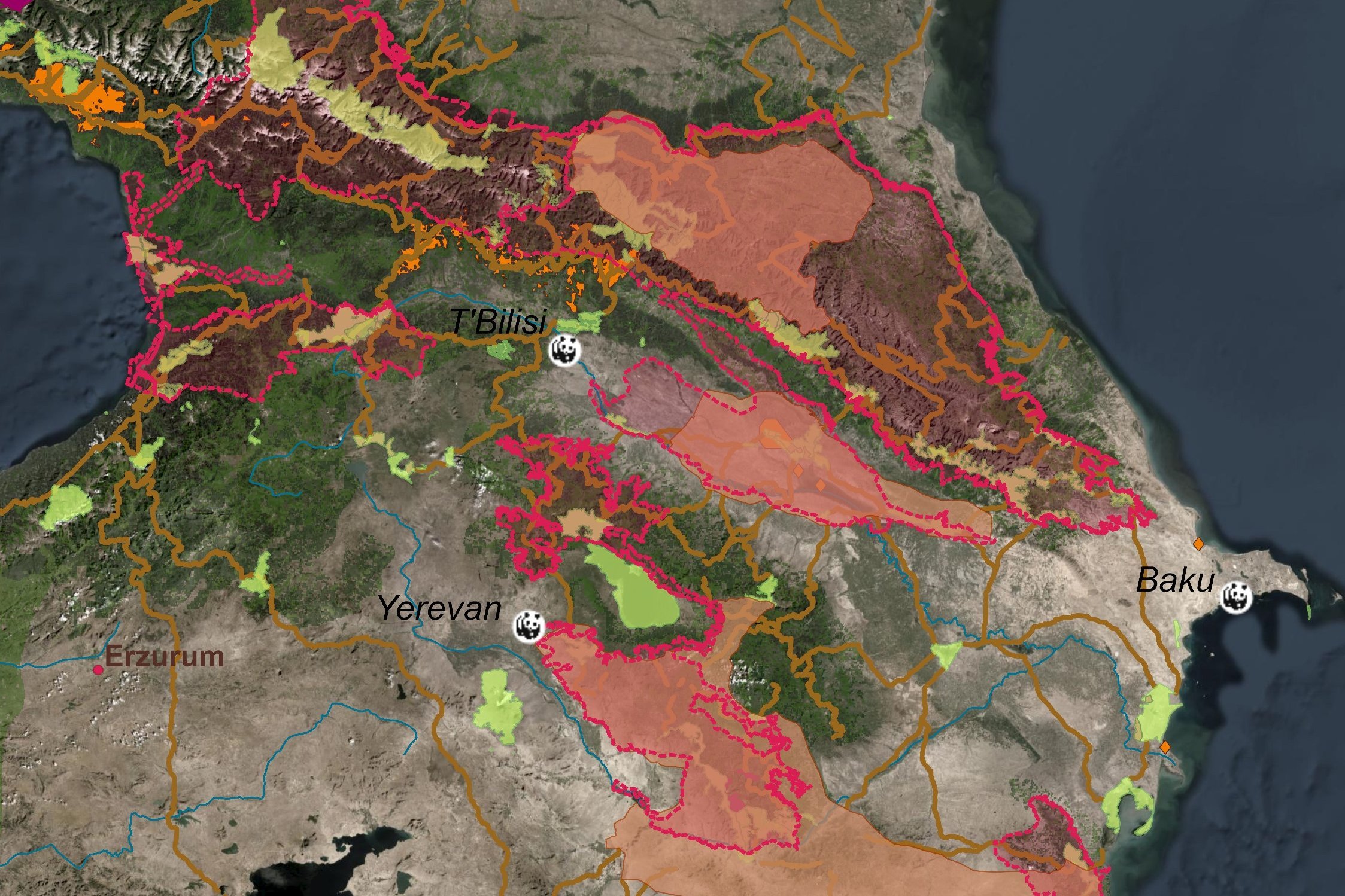 Ausschnitt der Kaukasus Web Map