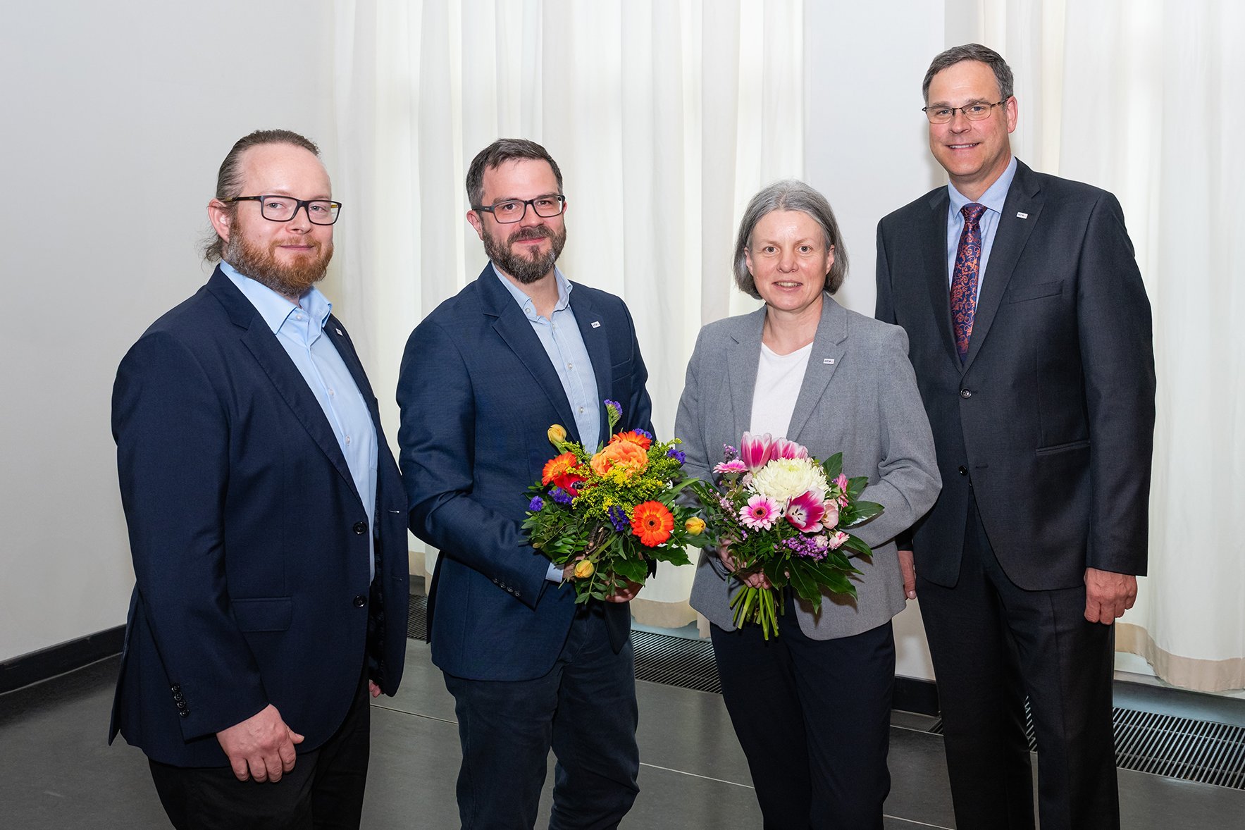 Das neue Rektorat der HTWD: Alexander E. Müller (Kanzler), Prof. Andreas Franze (Prorektor für Lehre und Studium), Prof. Kathrin Harre (Prorektorin für Forschung, Nachhaltigkeit und Transfer), Prof. Ingo Gestring (Rektor)