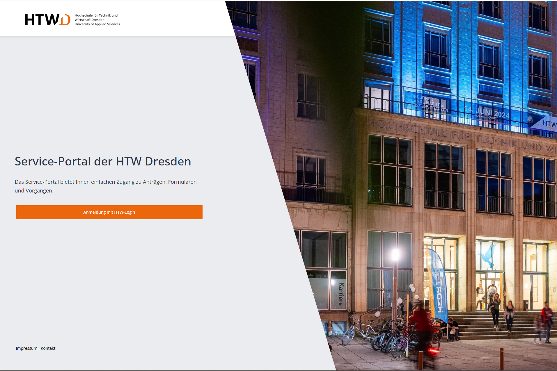 Startseite des Service-Portals