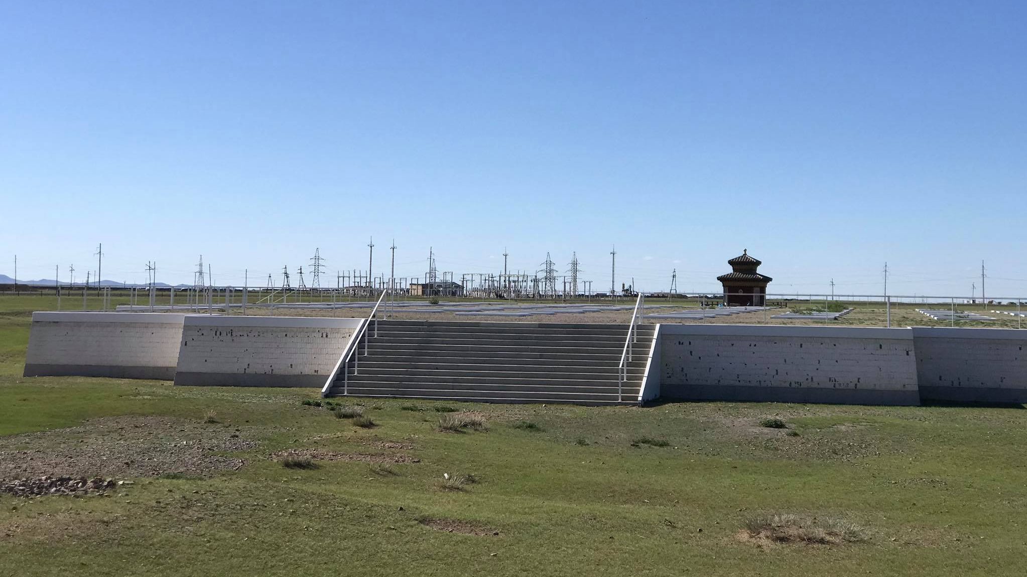 The Image shows a reconstructed temple platform at Karakorum, Mongolia.