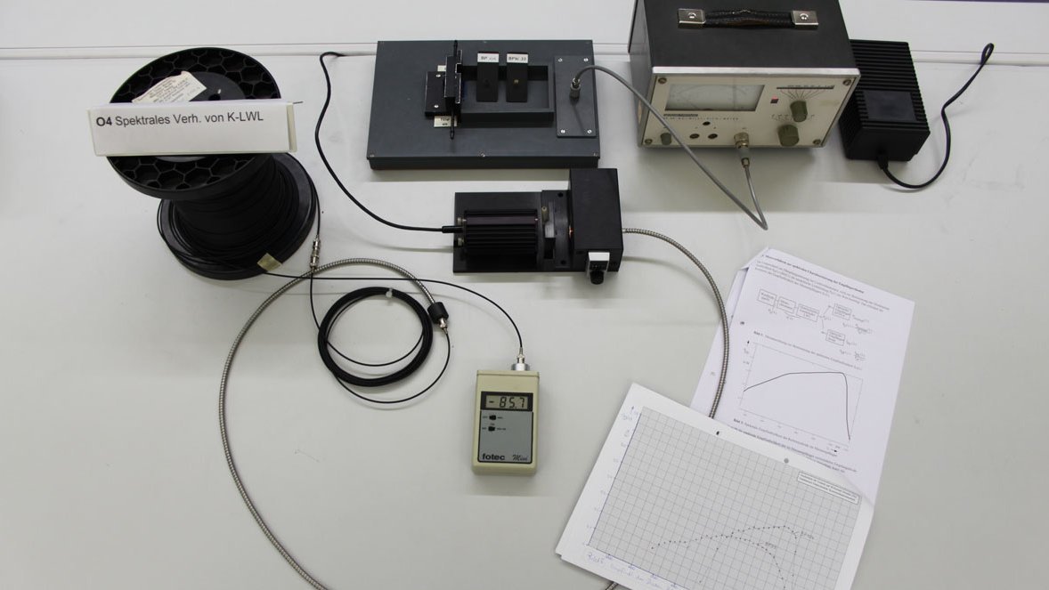 Versuchsplatz O4 "Spektrales Verhalten v. Lichtwellenleitern u. Fotodioden"