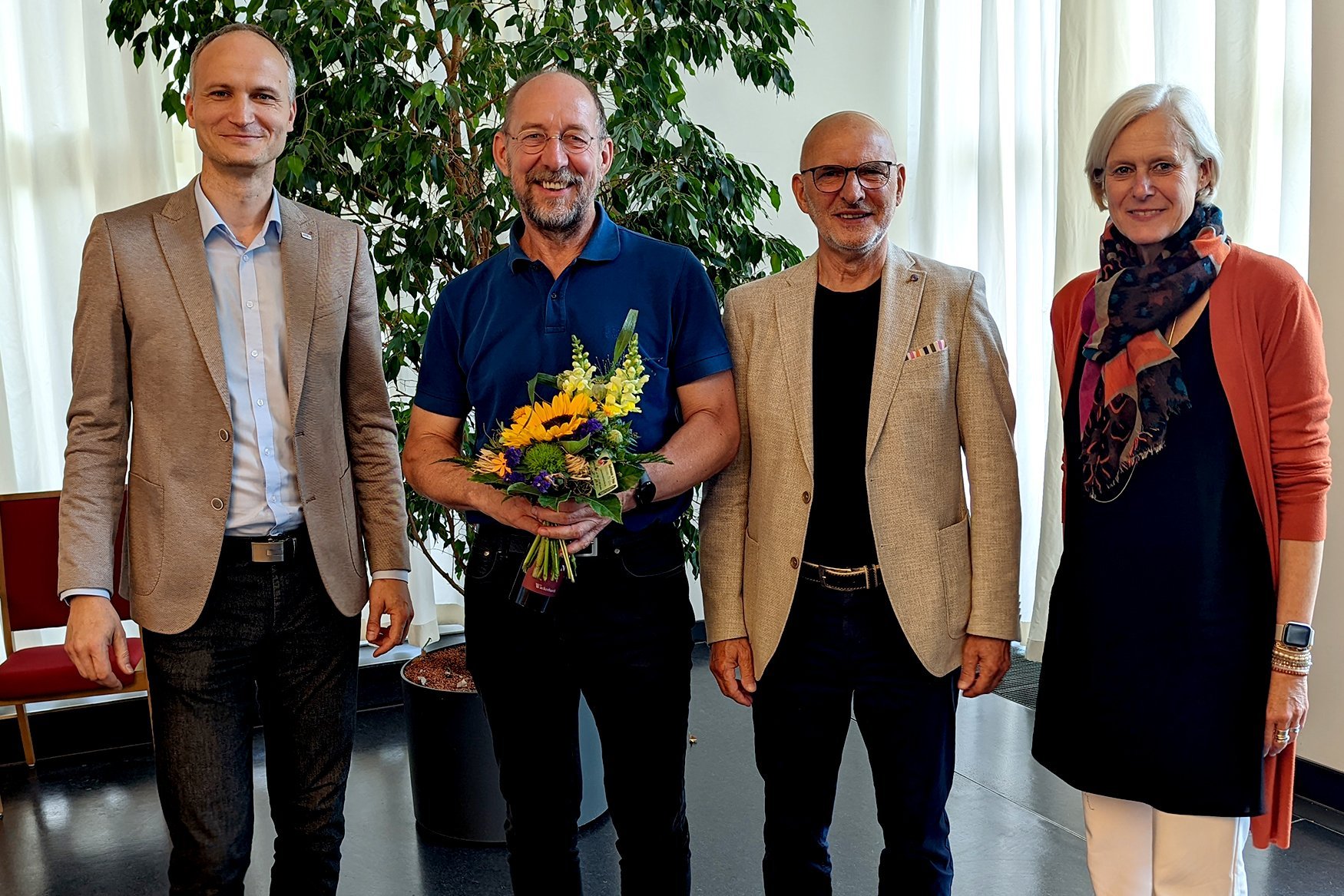 Prof. Gunther Göbel, Prof. Jens Engel, Dr. Hartmut Fussan, Rektorin Prof. Katrin Salchert
