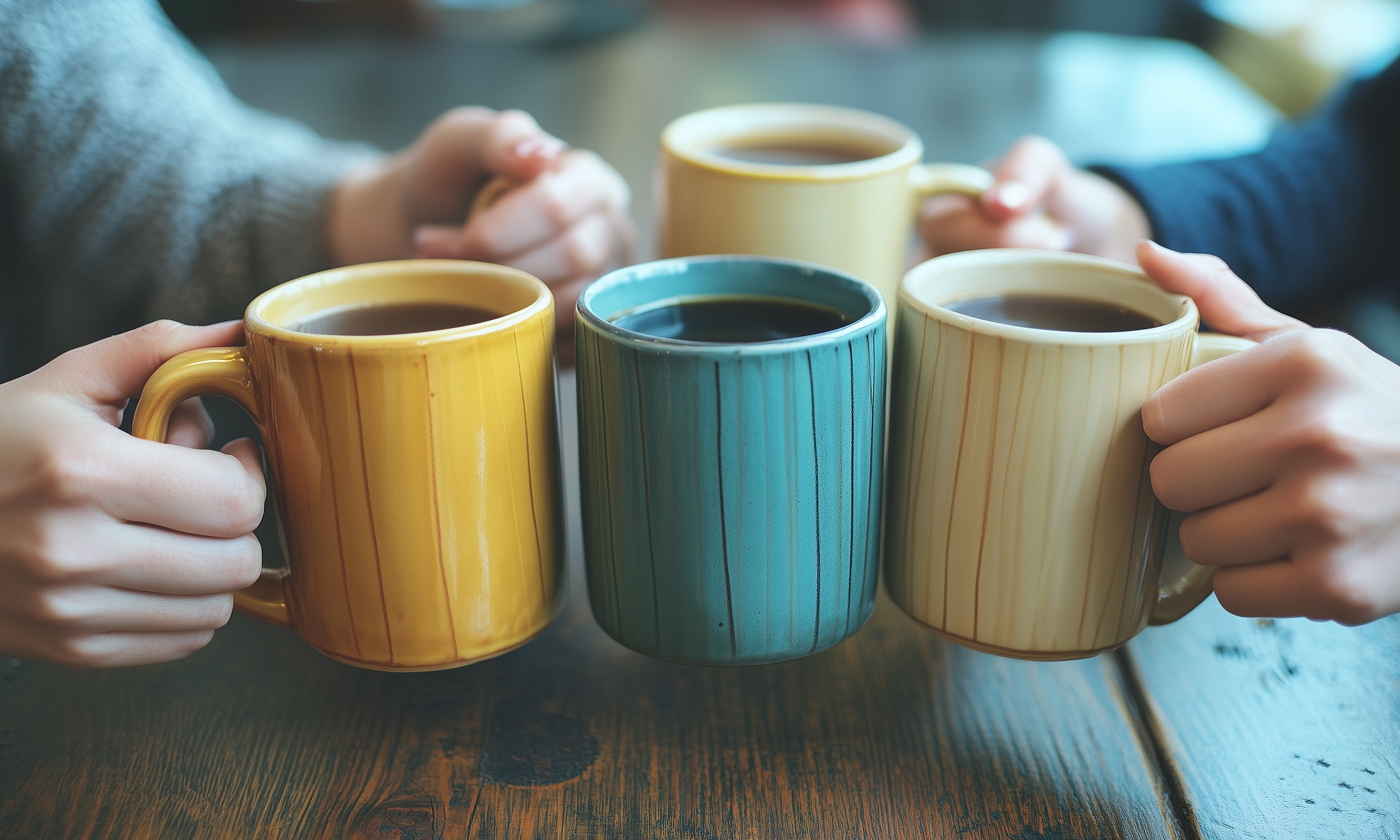 Anstoßen mit Tassen