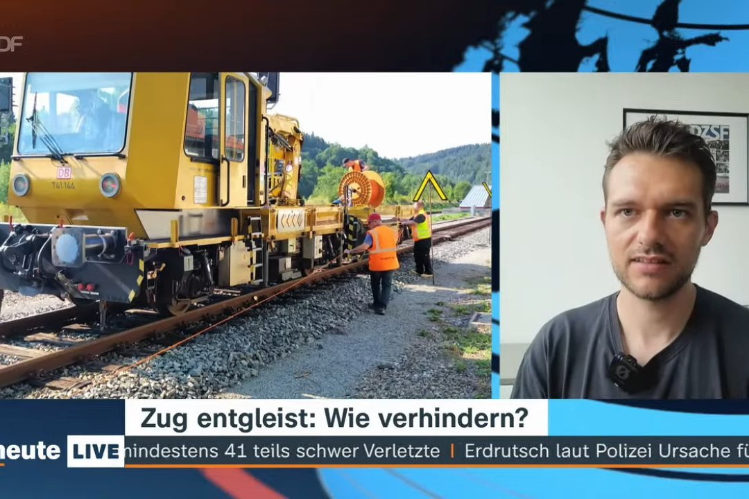 Prof. Iffländer im ZDF heute live zum Thema Zug entgleist: Wie verhindern?