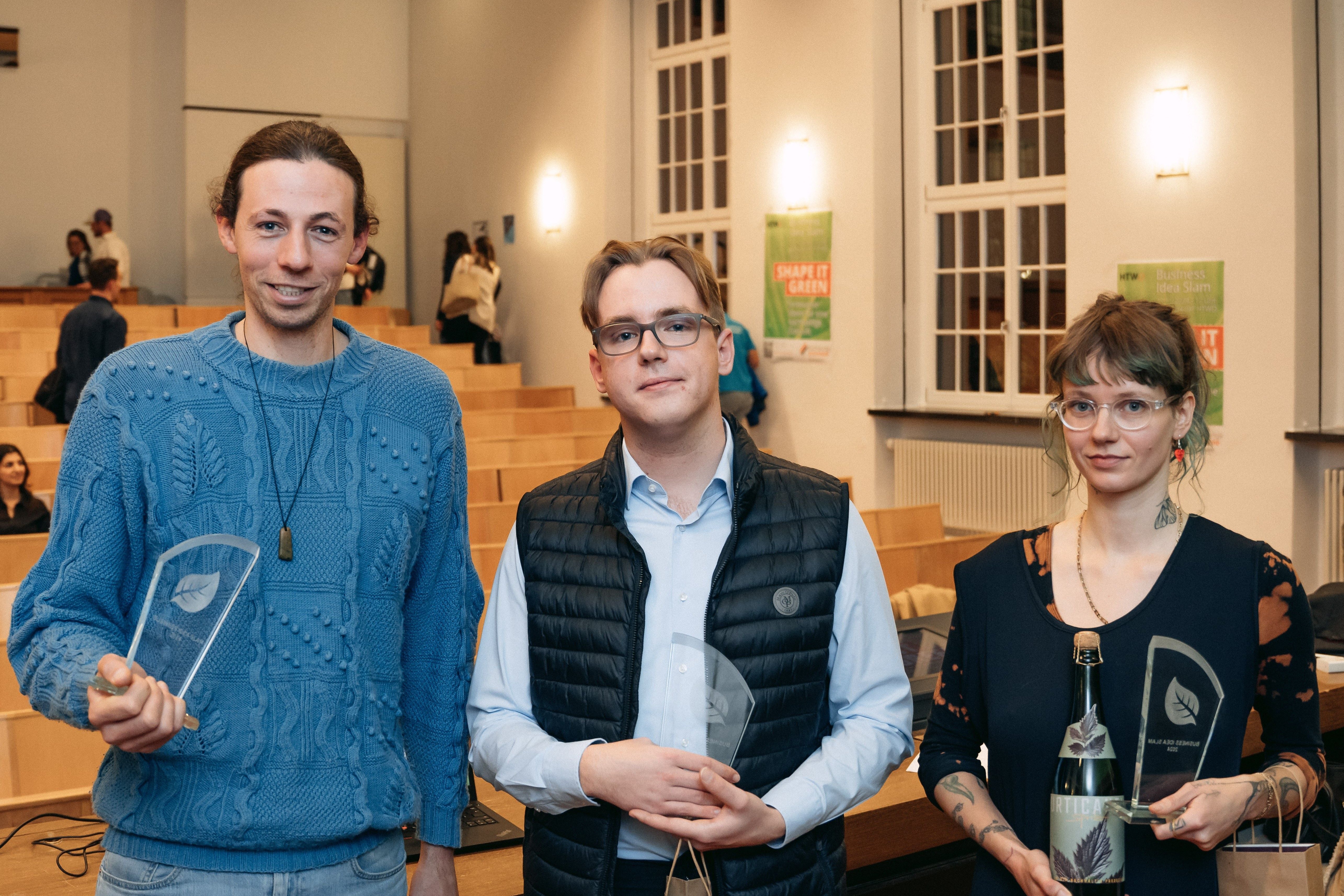 Die drei Erstplatzierten des Business Idea Slam 2024